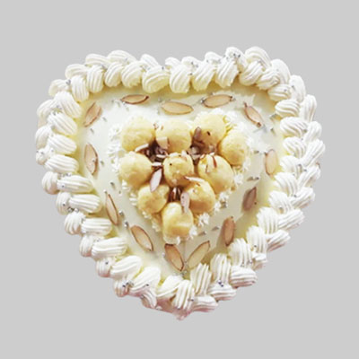 "Heart shape Pineapple Rasagulla cake - 1kg - Click here to View more details about this Product